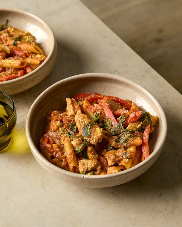 Creamy Chicken Arrabbiata with Brown Rice Penne & Soft Cheese