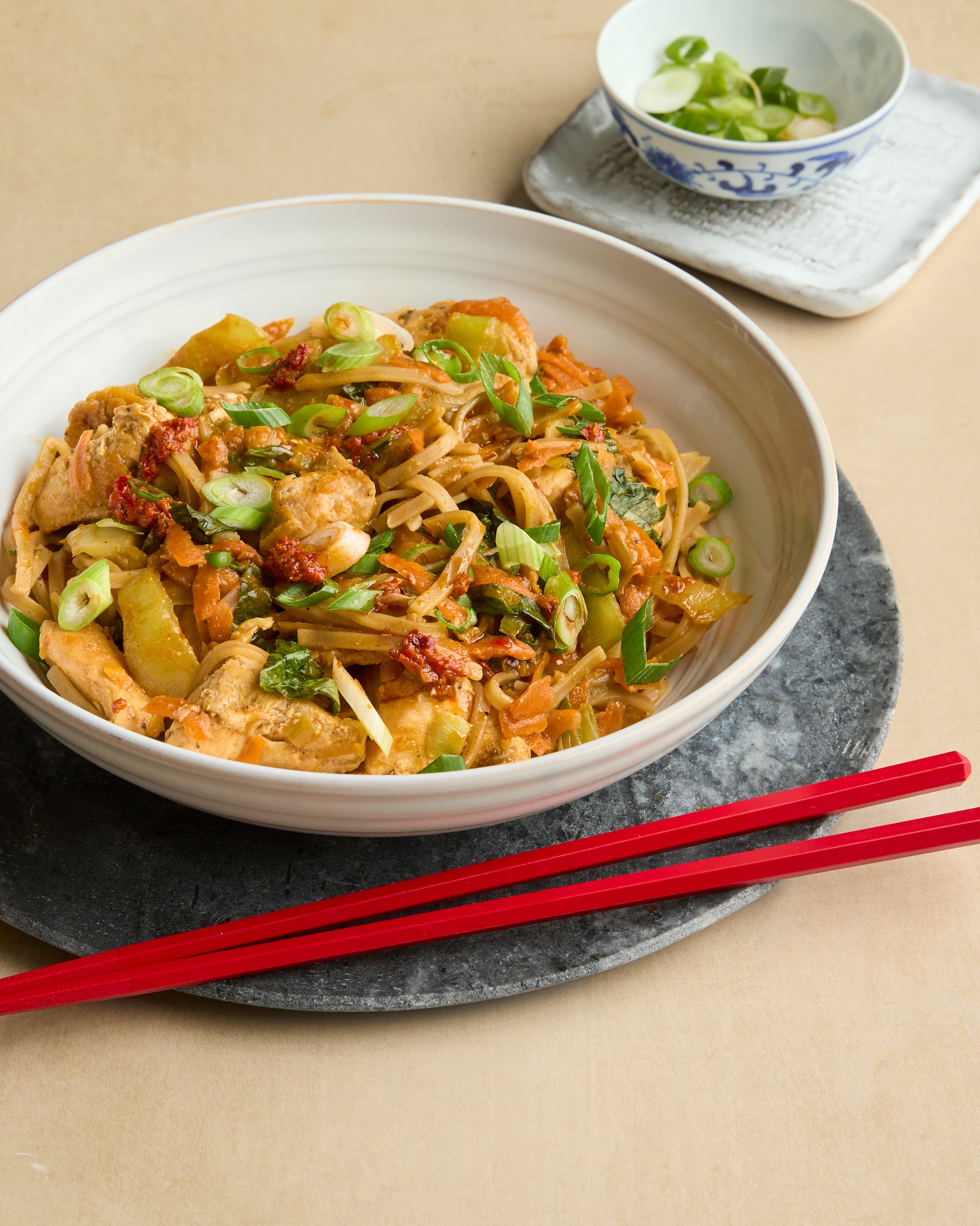 Dan Dan Chicken Noodles with Peanut Butter & Homemade Chilli Oil