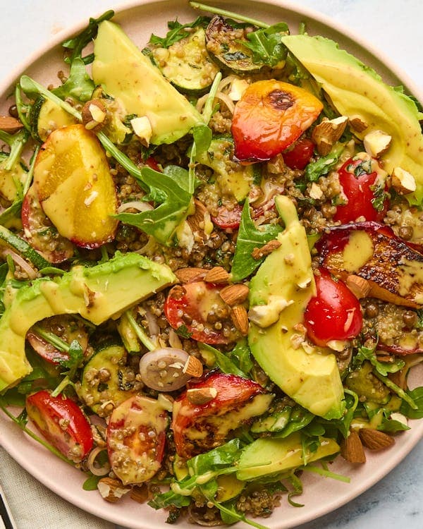 Nectarine & Avocado Salad with Quinoa, Courgette & Almonds